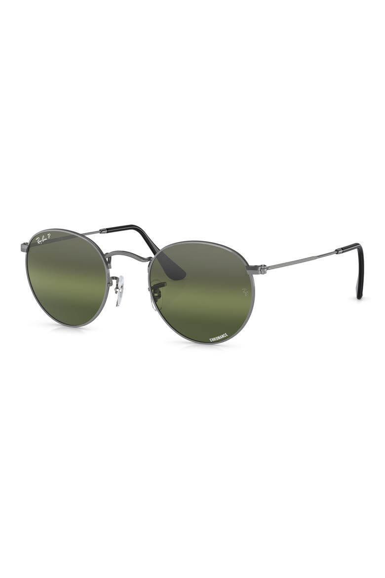 53mm Round Polarized Sunglasses, Alternate, color, GUNMETAL