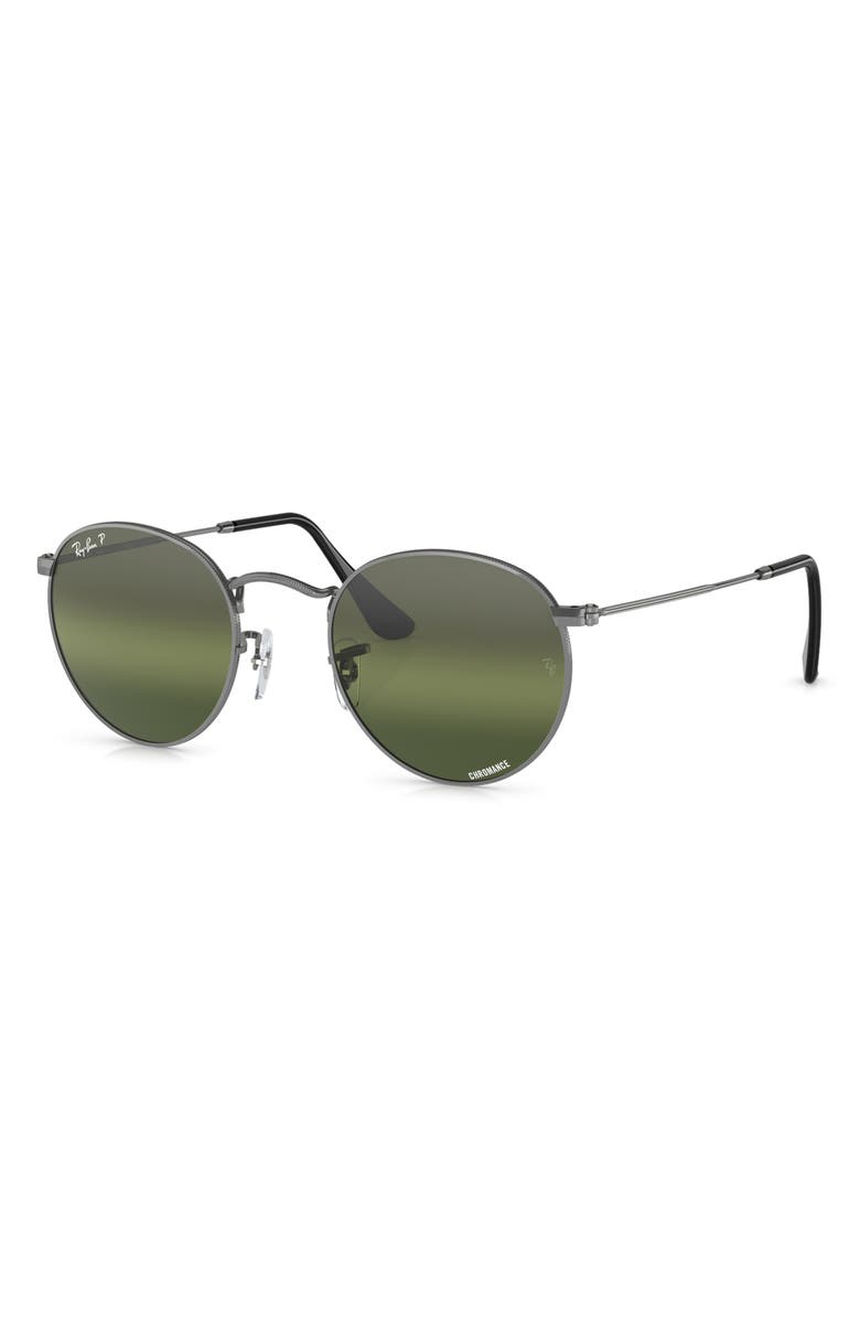 Ray-Ban 53mm Round Polarized Sunglasses, Alternate, color, Gunmetal