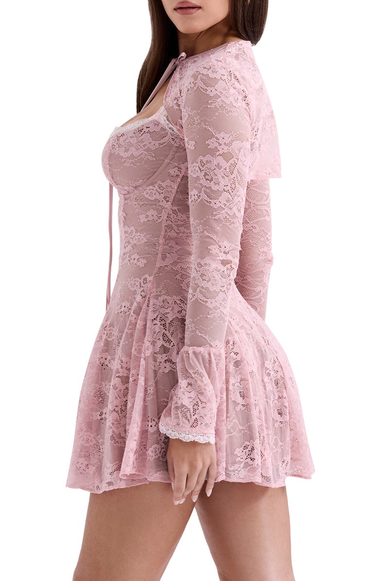 HOUSE OF CB Alice Underwire Lace Minidress & Bolero, Alternate, color, Crystal Rose