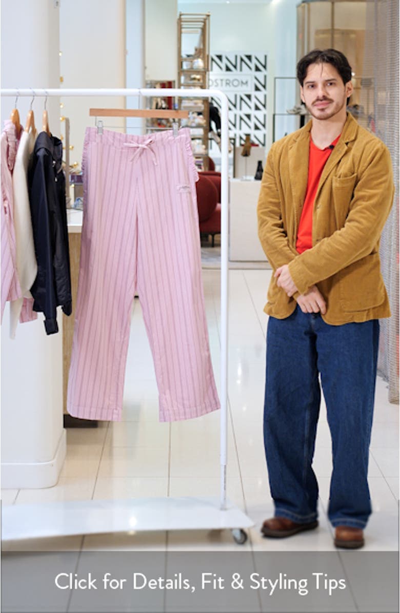 Ruffle Trim Stripe Organic Cotton Pants, sales video thumbnail