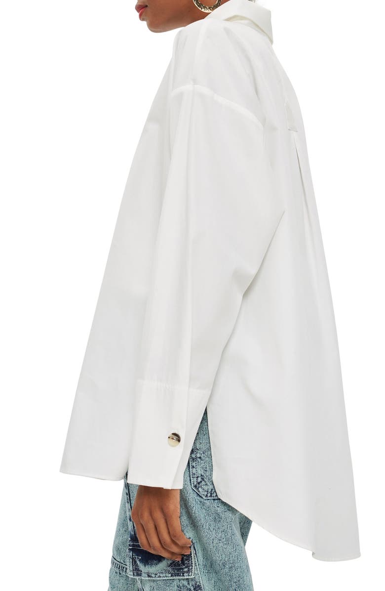 Topshop Oversized Split Side Cotton Shirt, Alternate, color,