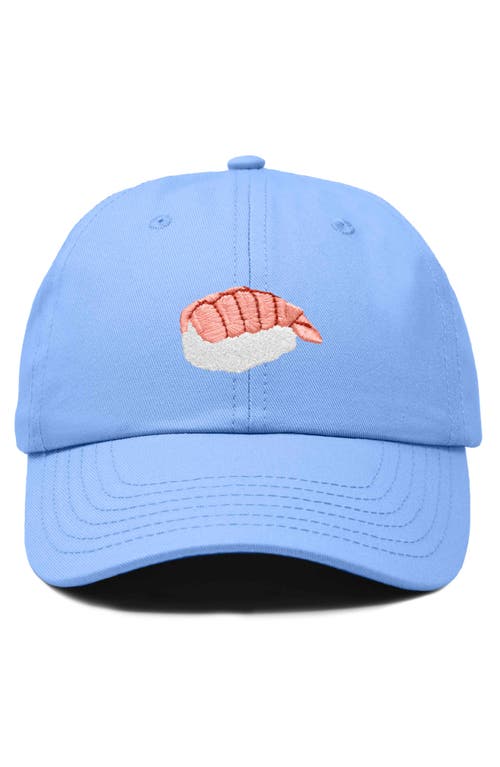 Dalix Shrimp Sushi Embroidered Dad Cap In Light Blue