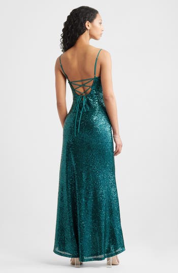 Tie Back Sequin Gown