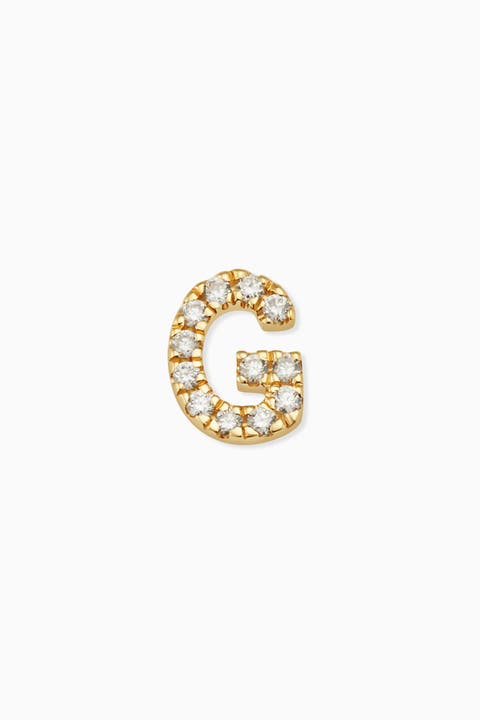 14K Gold Luxe Letter Diamond Initial Single Stud