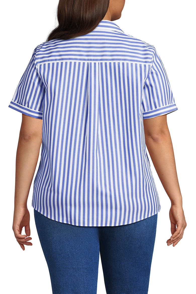 Plus Size Wrinkle Free No Iron Shirt, Alternate, color, Clear Blue Refined Stripe