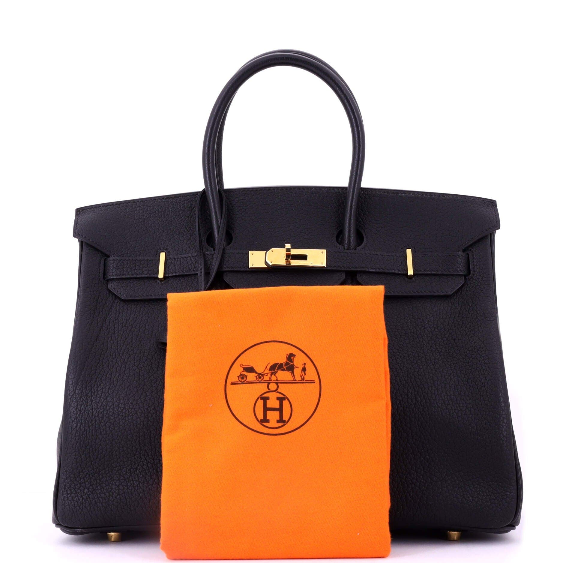 Pre-Owned Hermes Birkin Handbag Black Fjord with Gold Hardware 35, Alternate, color, 