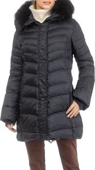 GORSKI Apres-Ski Chevron Long Parka with Detachable Toscana Lamb Hood Trim