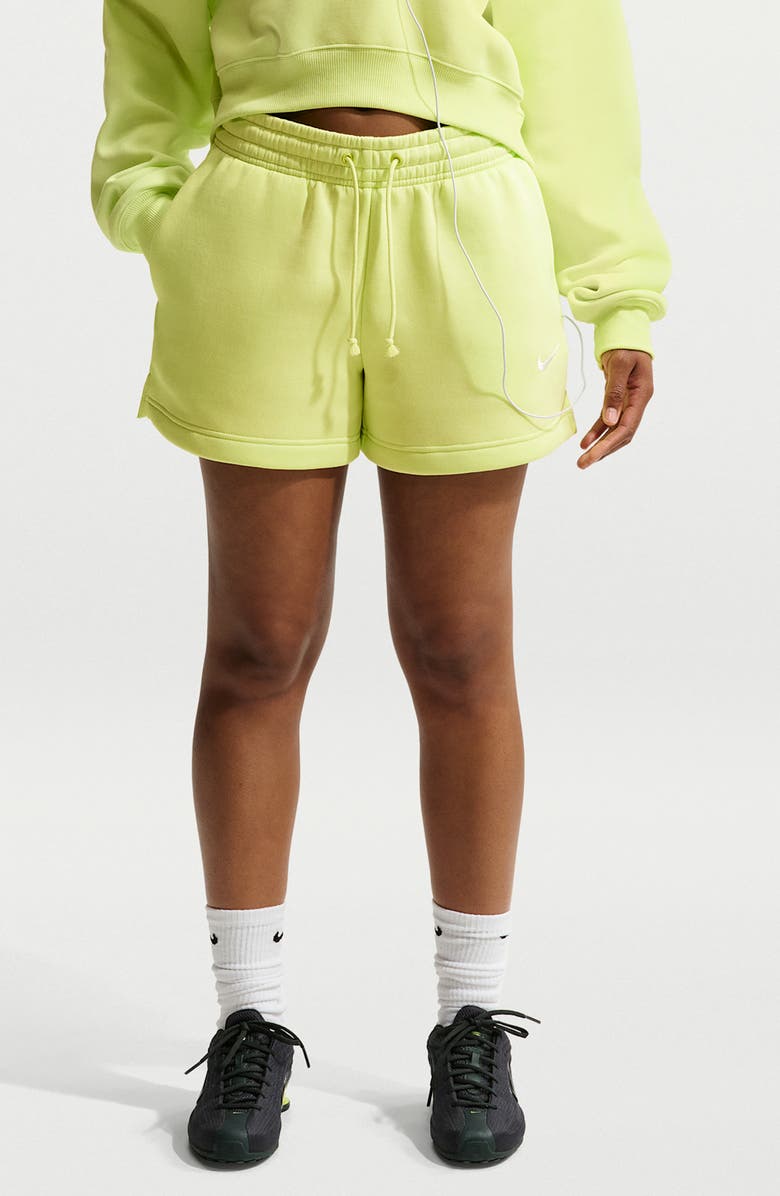 Nike Sportswear Phoenix Fleece Mid-Rise 4-Inch Shorts, Main, color, 736 Light Lemon Twist/Sail