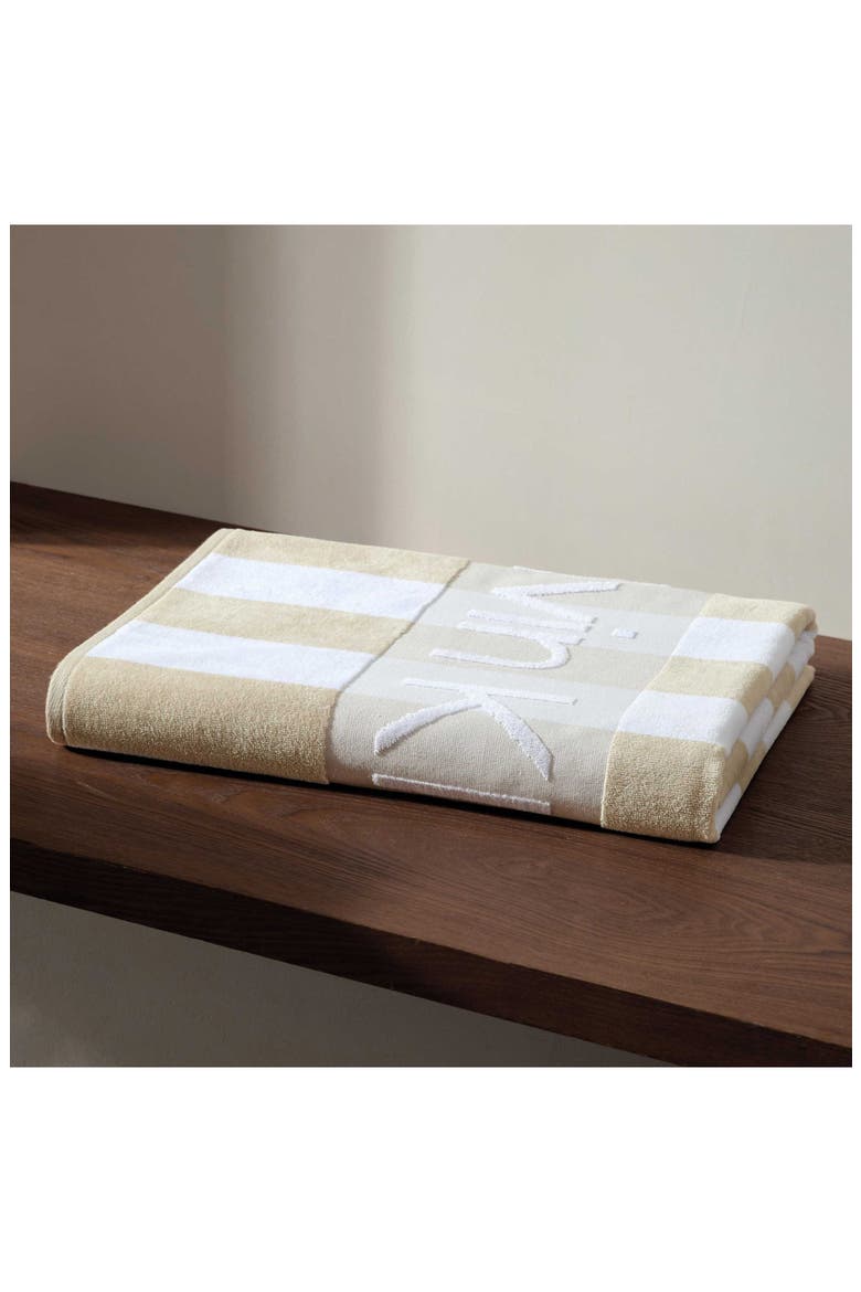 Beach Stripe Logo Towel, Alternate, color, BEIGE WHITE