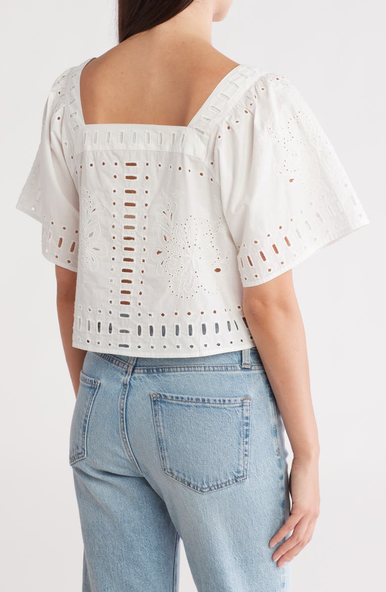 Rails Laine Embroidered Eyelet Short Sleeve Crop Top, Alternate, color, 