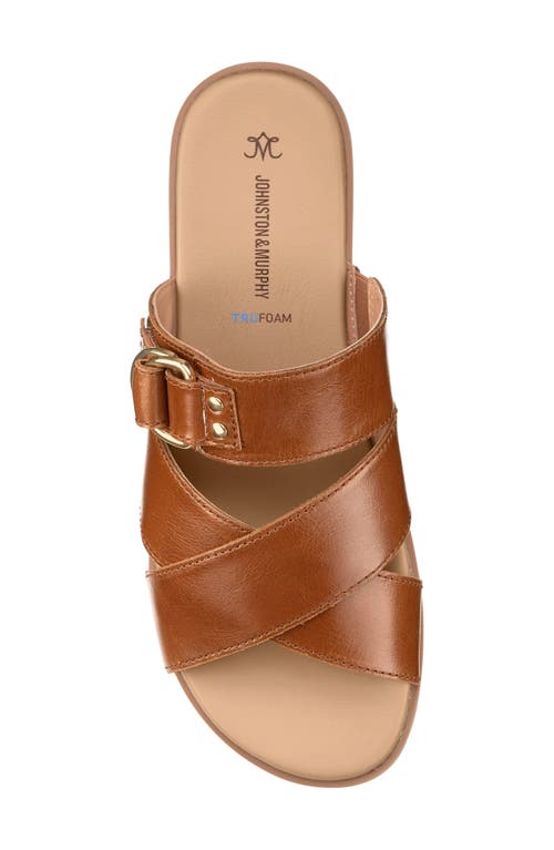 Johnston & Murphy Shayla Crossover Slide Sandal In Cognac Calfskin