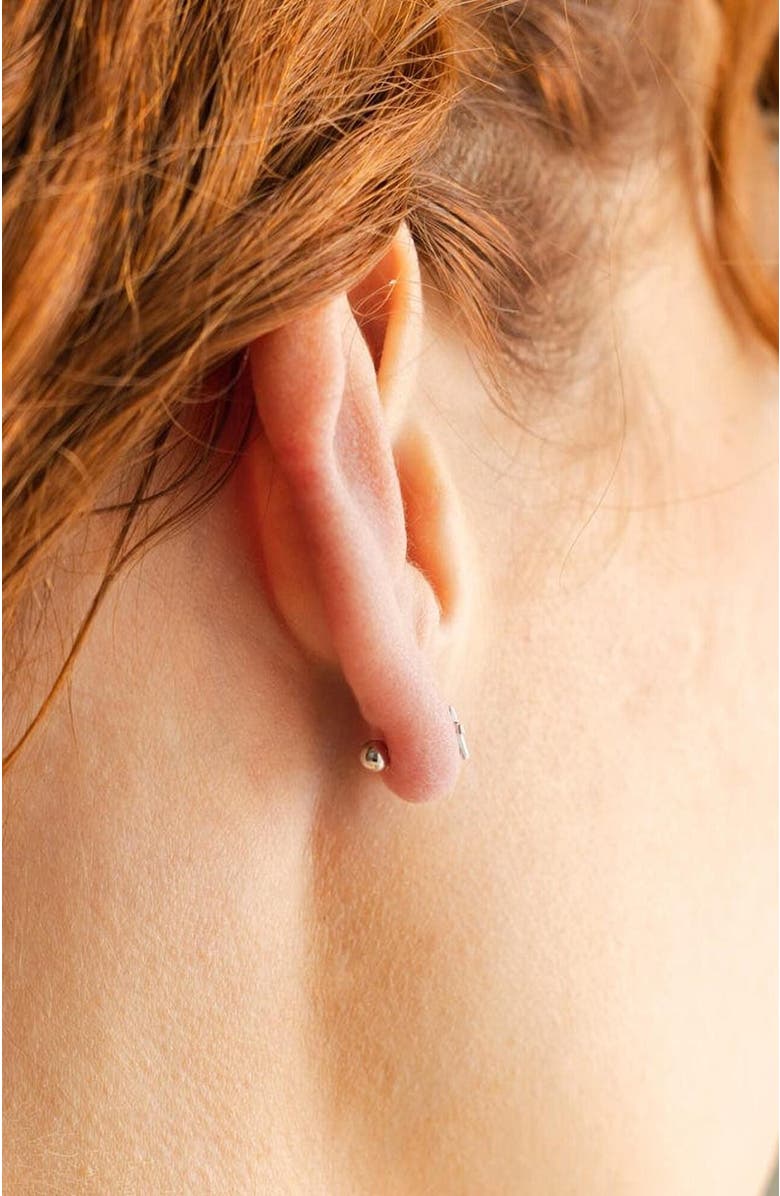 MADE BY MARY Cross Stud Earrings, Alternate, color, Silver