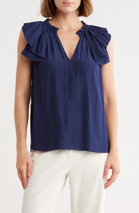 Virgie Keyhole Ruffle Sleeveless Top