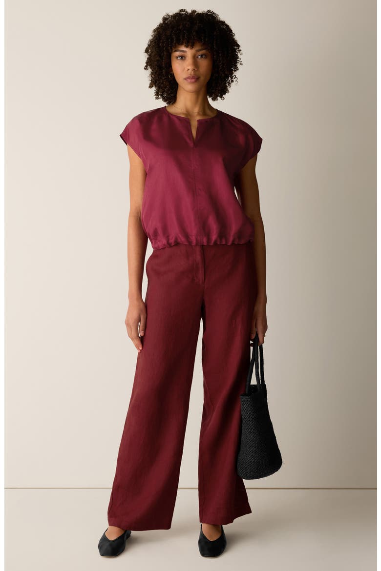 Cap Sleeve Woven Shirt, Alternate, color, RUBY