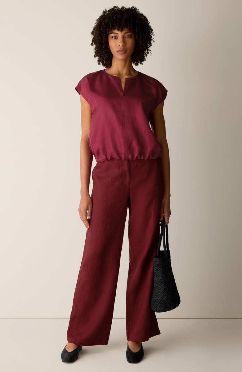 Eileen Fisher Cap Sleeve Woven Shirt, Alternate, color, Ruby