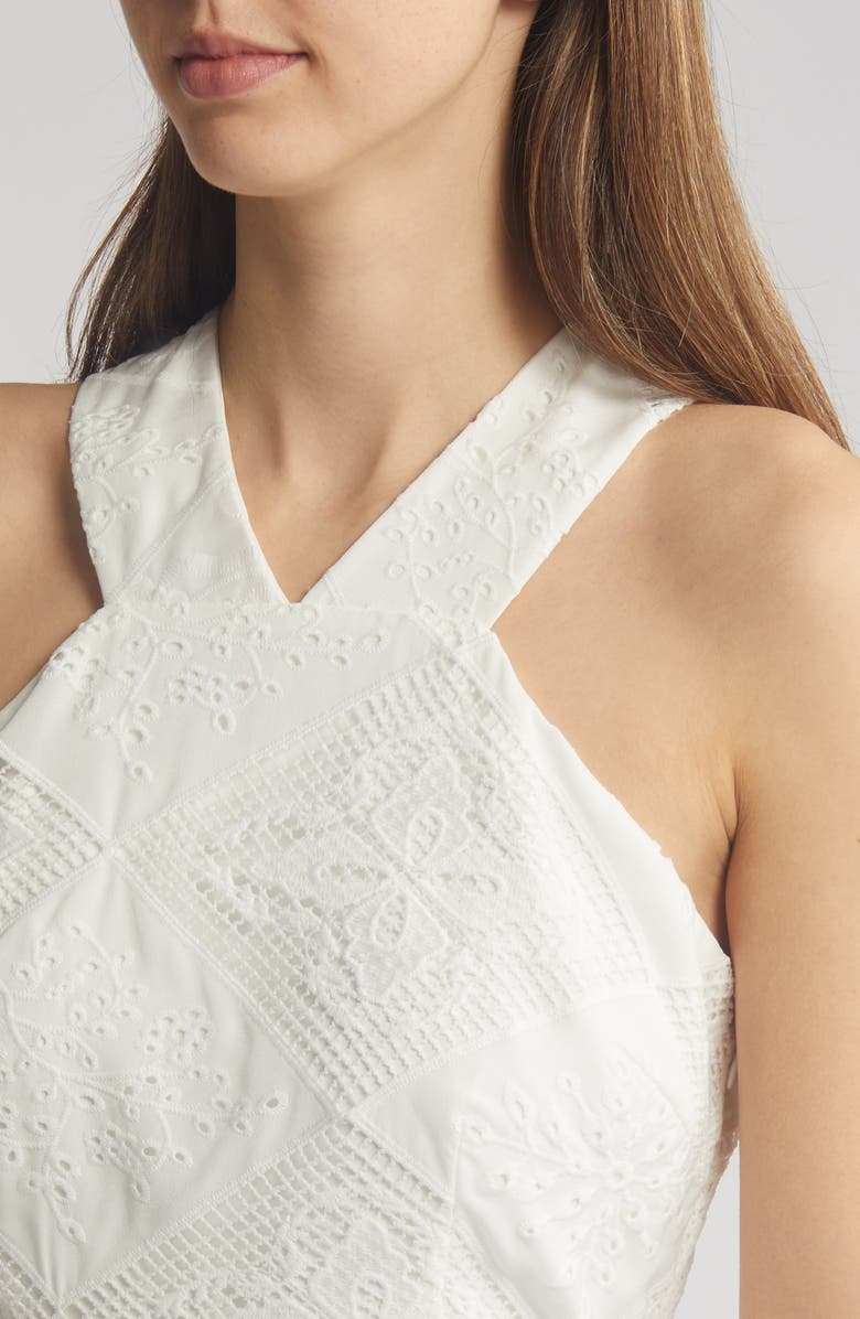 CIEBON Braylee Lace Eyelet Belted Sleeveless Minidress, Alternate, color,