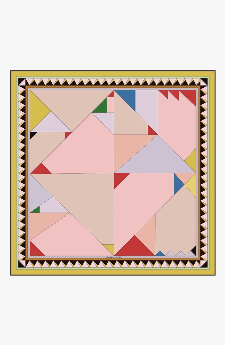 Jessie Zhao New York Double Sided Silk Scarf Of Color Recombination, Main, color, Pink