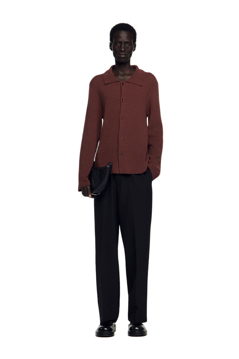Waffle-knit shirt, Alternate, color, Chocolate