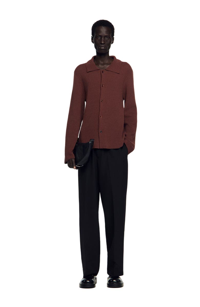 SANDRO Waffle-knit shirt, Alternate, color, Chocolate