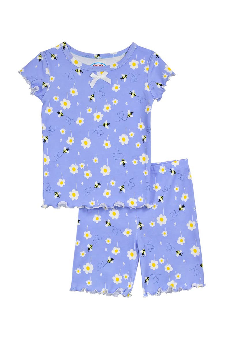 Cotton Fitted Short Pajama 2-Piece Set, Main, color, Happy Bees