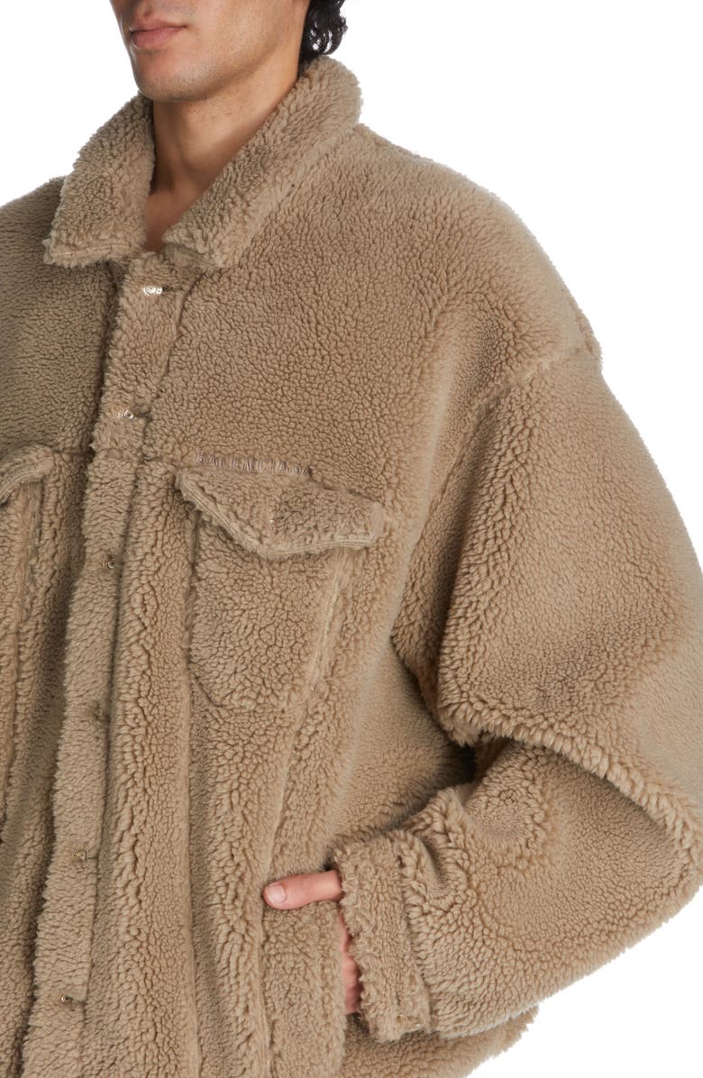 Balenciaga Oversize Faux Shearling Trucker Jacket, Alternate, color, 