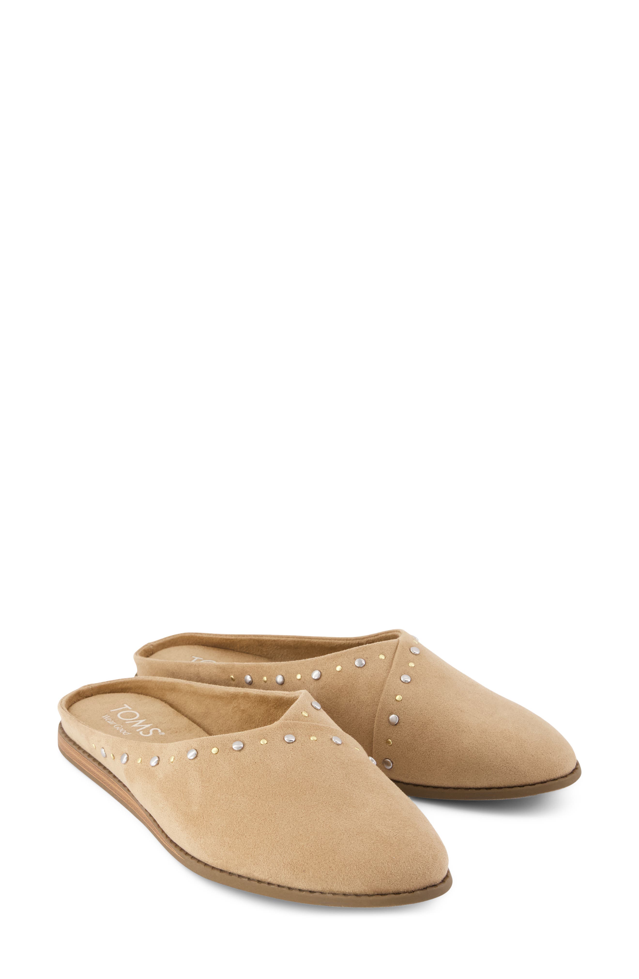 Amelia Flat Mule, Alternate, color, MEDIUM BEIGE STUDDED