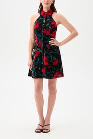 Trina Turk Safina Button Front Printed Velvet Dress