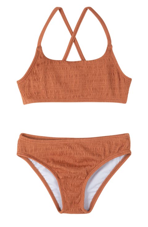 Beach Day Textured Criss Cross Strap Swim Set