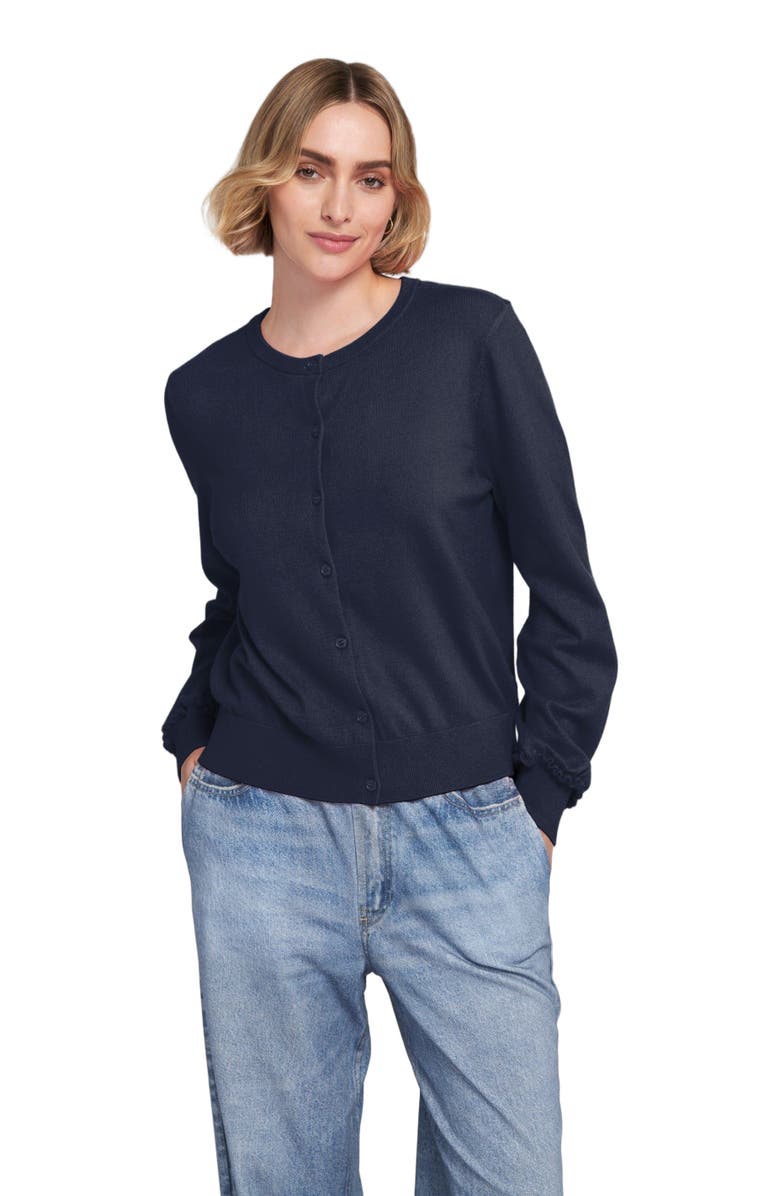 ELLE Collection Fine Gauge Light Weight Cardigan Sweater, Alternate, color, Navy