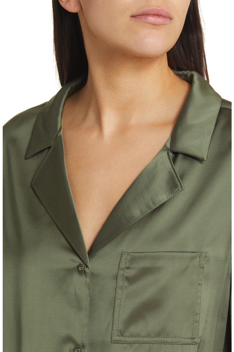 Satin Button-Up Top, Alternate, color, OLIVE KALAMATA