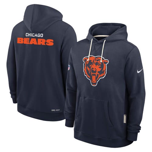 Nike Navy Chicago Bears Sideline Standard Issue Initial Home Dri-fit Hoodie In Blue
