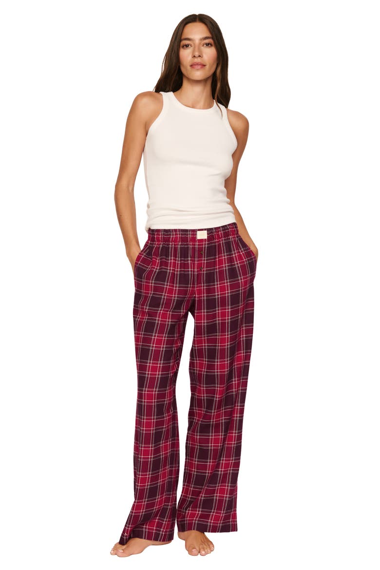 Flannel Boxer Pajama Pants, Alternate, color, OXFORD CHECK HOLLY R