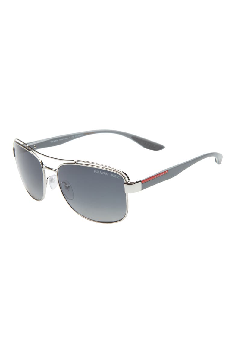61mm Polarized Navigator Sunglasses, Alternate, color, SILVER/ GREY GRADIENT