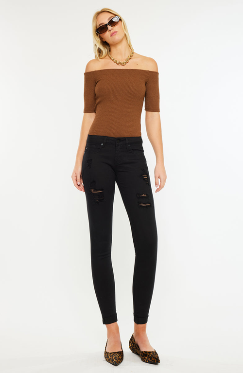 Kancan June Low Rise Ankle Skinny Jeans In Black