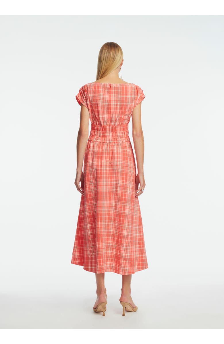 Lela Rose Plaid Seersucker Midi Dress, Alternate, color, Watermelon