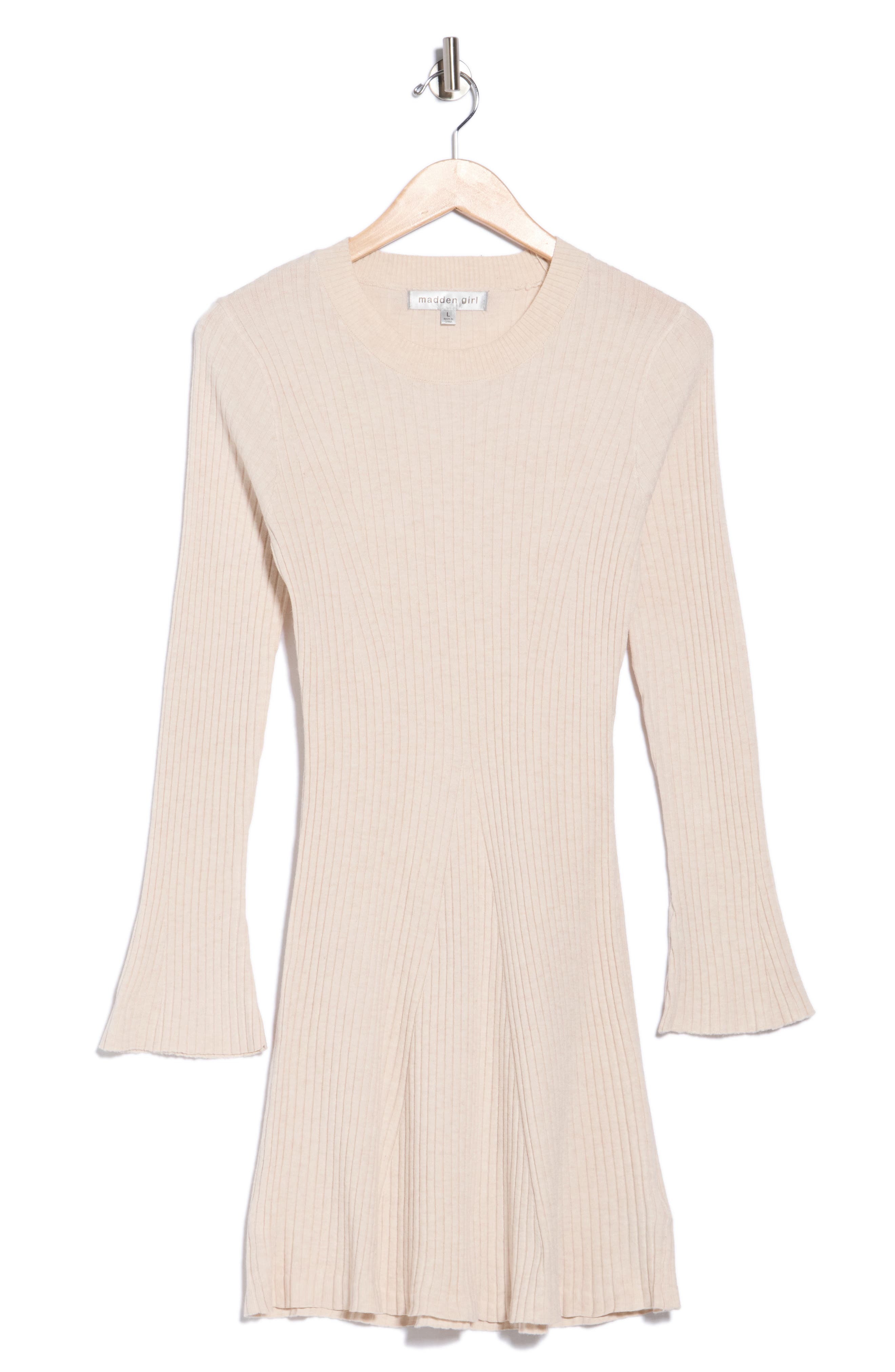Directional Wide Rib Long Sleeve Sweater Dress