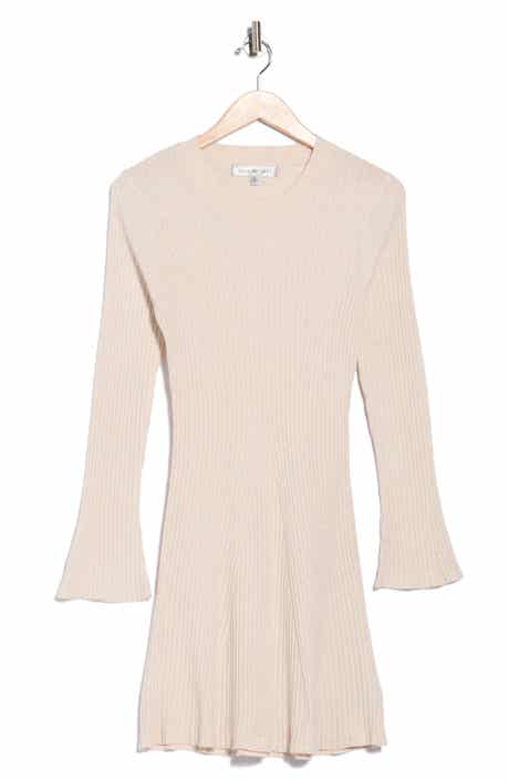 Directional Wide Rib Long Sleeve Sweater Dress