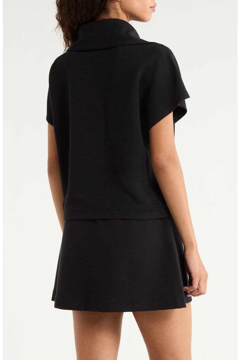 Rib Short Sleeve Half Zip Pullover, Alternate, color, VERY BLACK