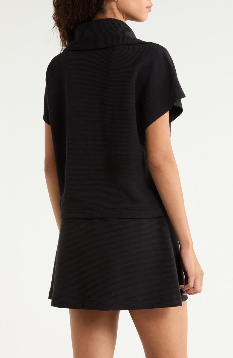 SPANX<sup>®</sup> Rib Short Sleeve Half Zip Pullover, Alternate, color, Very Black