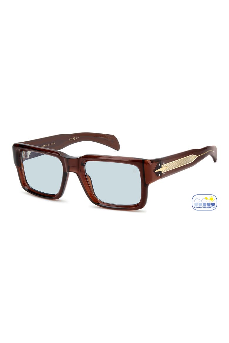 53mm Rectangular Sunglasses, Alternate, color, BROWN/ BLUE FT AR
