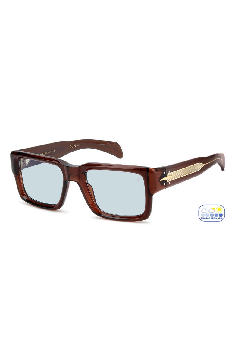 David Beckham Eyewear 53mm Rectangular Sunglasses, Alternate, color, Brown/ Blue Ft Ar