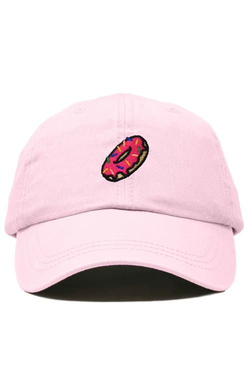 Dalix Donut Embroidered Adjustable Cap In Washed Pink