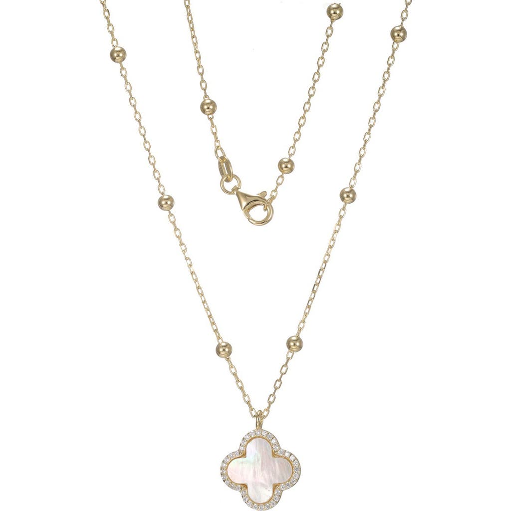 Fzn Mother Of Pearl Clover Pendant Necklace In Multi