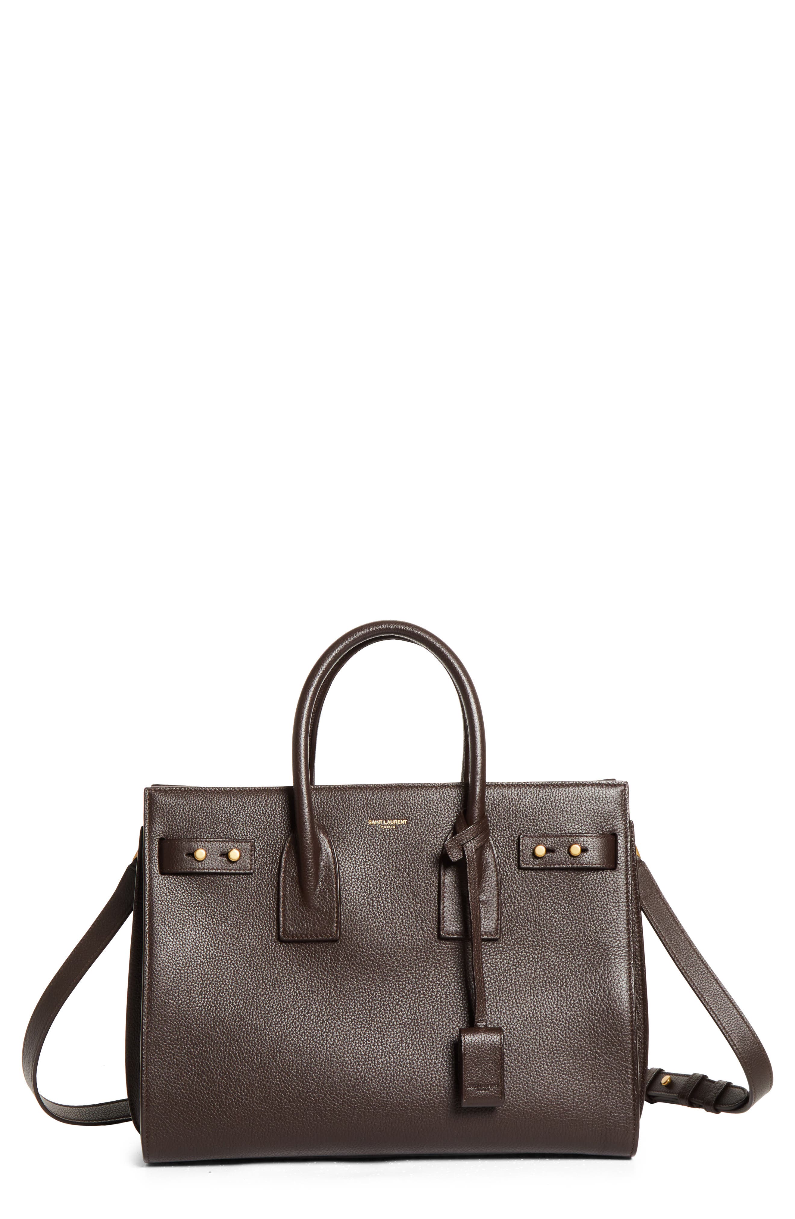Saint Laurent Small Sac de Jour Leather Top Handle Bag, Main, color, Arabica