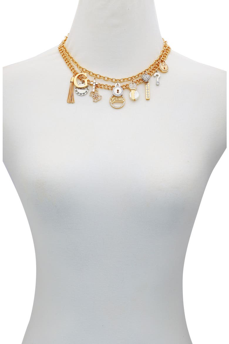Crystal Charm Layered Necklace, Alternate, color, TWO TONE