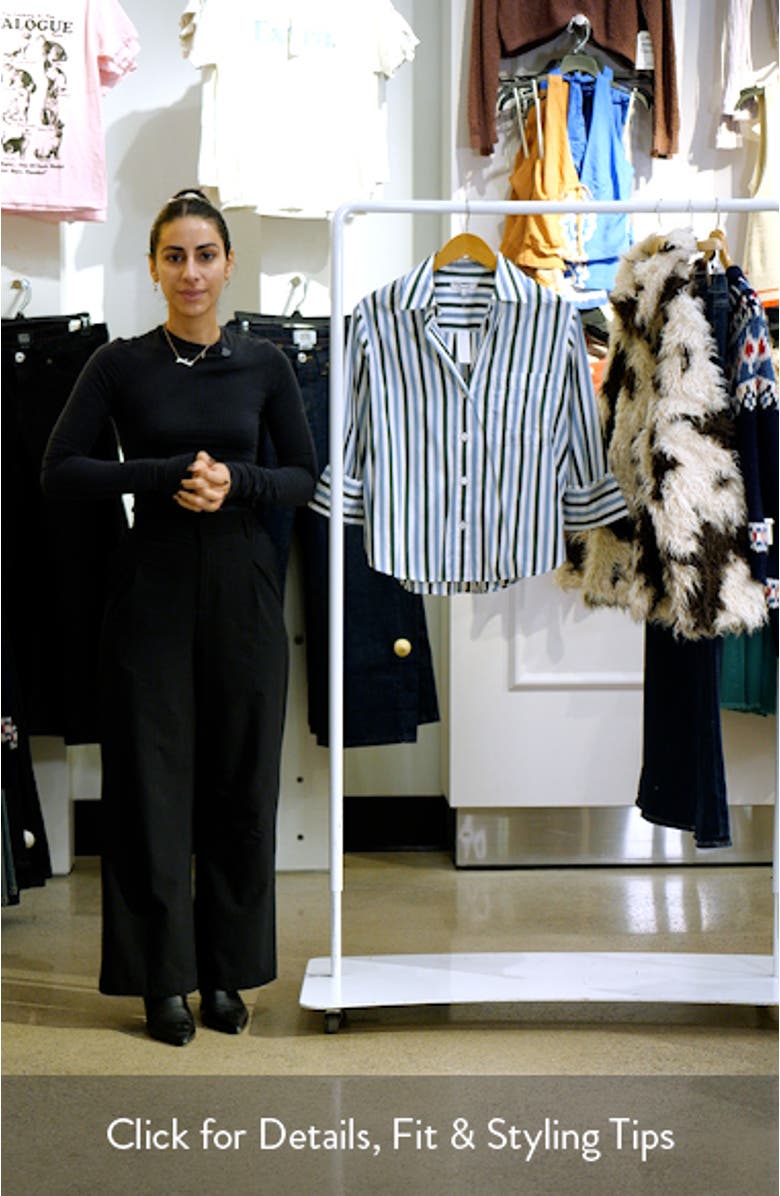 Easy Y-Neck Poplin Button-Up Shirt, sales video thumbnail