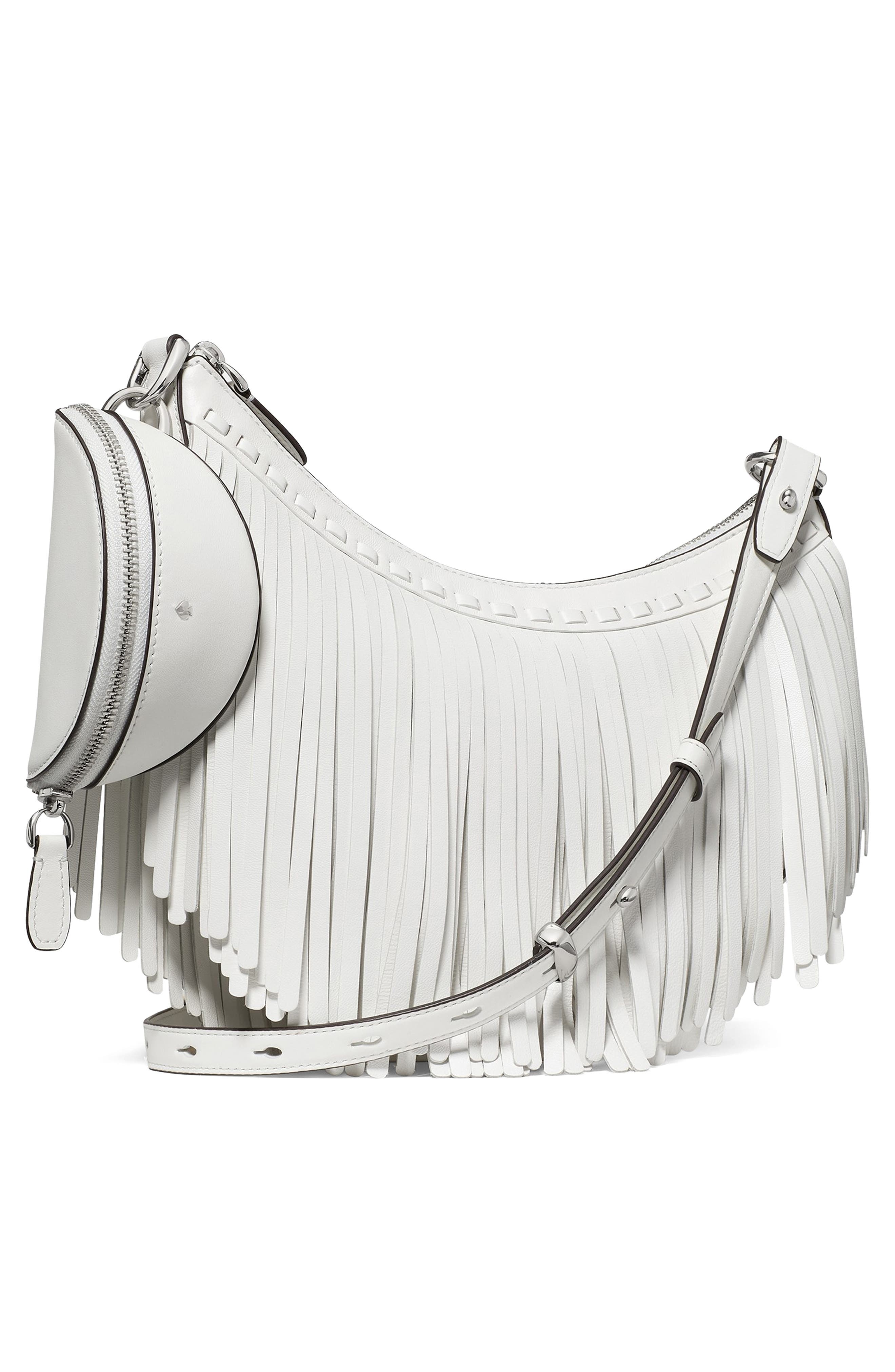 Kate Spade New York duo fringe leather crossbody bag, Alternate, color, 