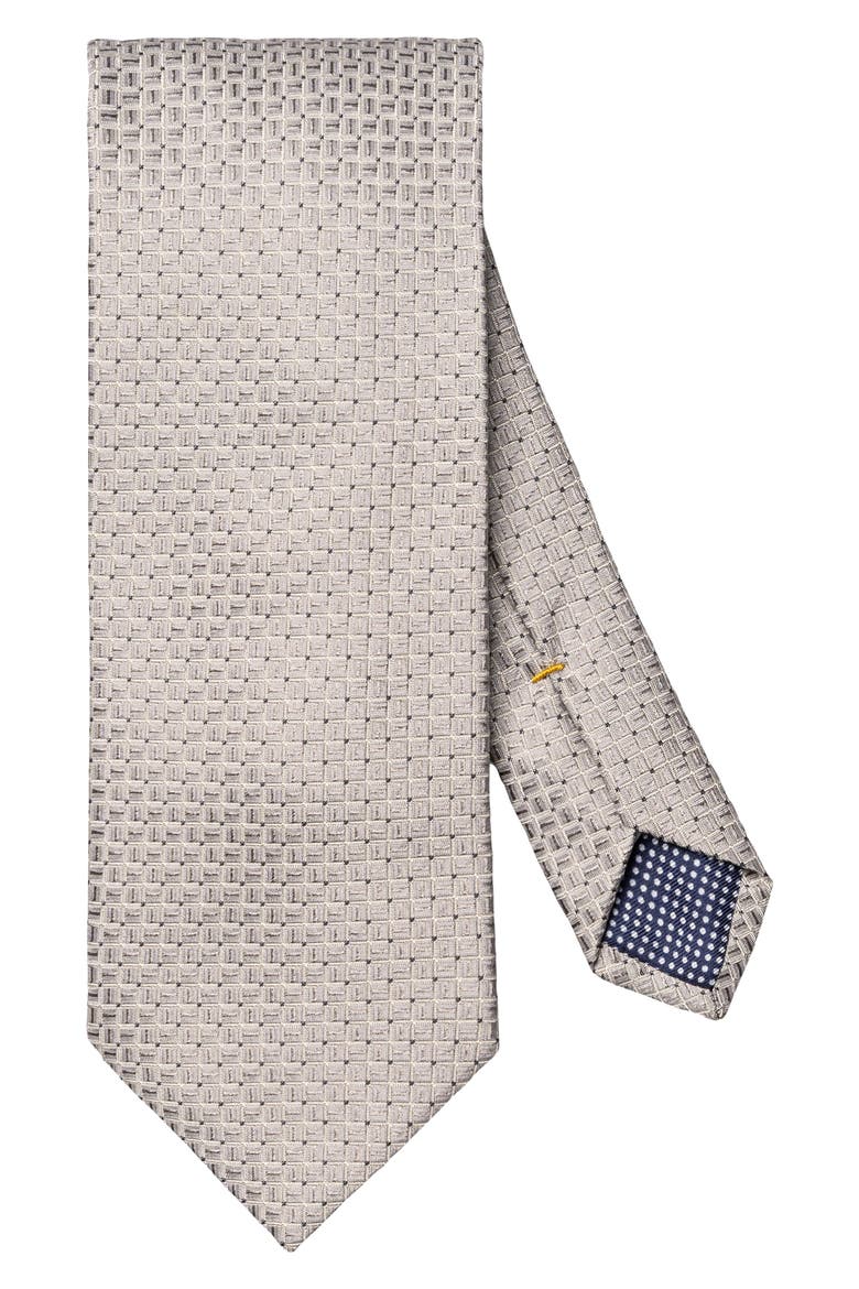 Micro Geo Silk Tie, Main, color, LIGHT GREY