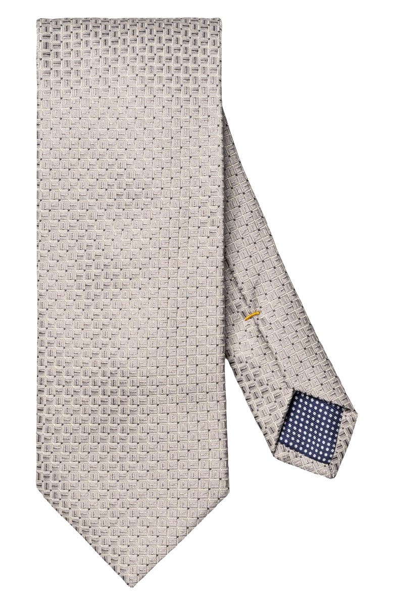 Eton Micro Geo Silk Tie, Main, color, Light Grey