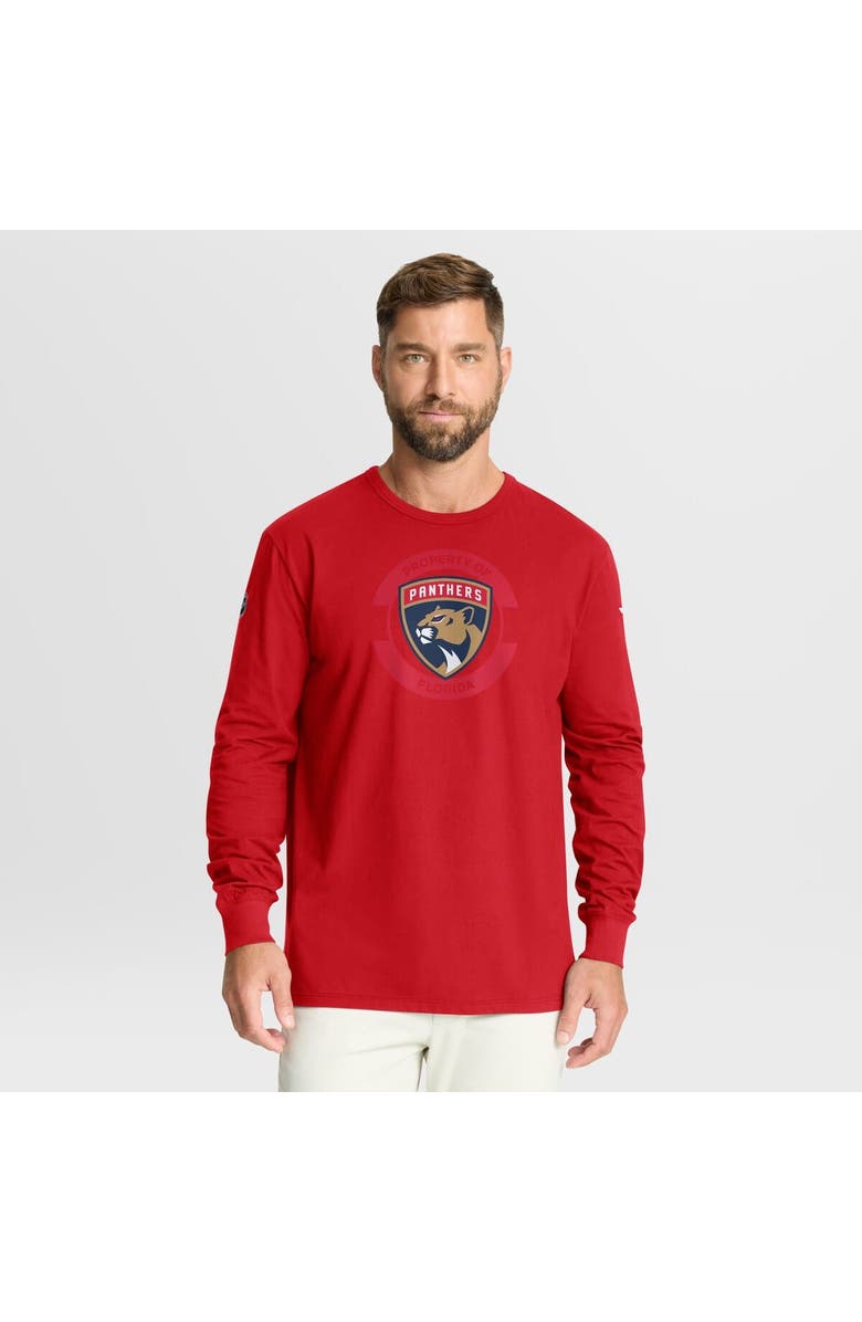 FANATICS Men
s Fanatics Red Florida Panthers Authentic Pro Property Of Practice Long Sleeve T-Shirt, Main, color, 